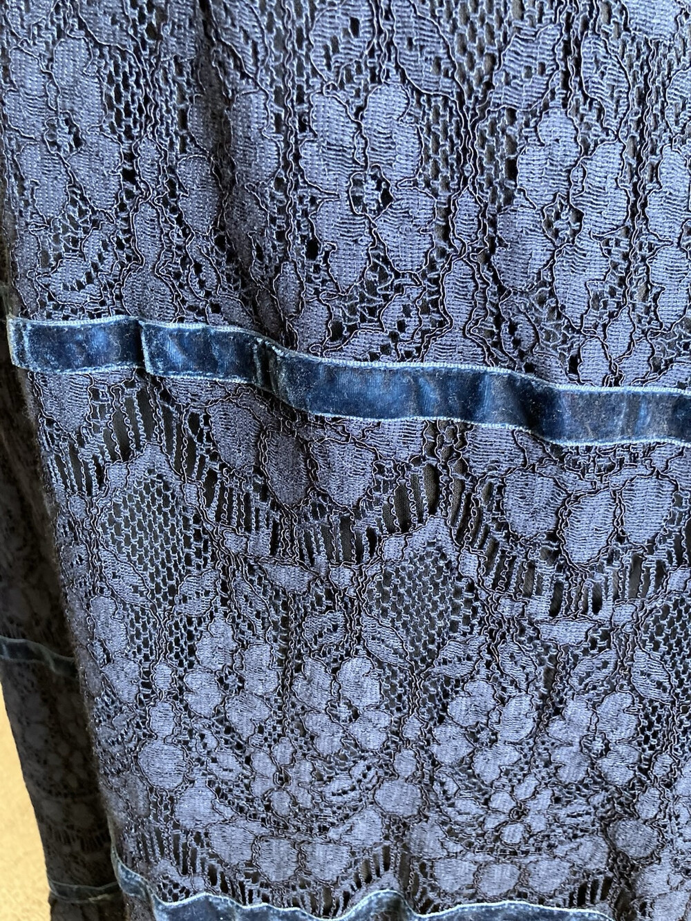 Anthropologie Foxiedox Dress Clarinda Tiered Lace Navy Sz XL orig $148 NWT A305 - Picture 4 of 16